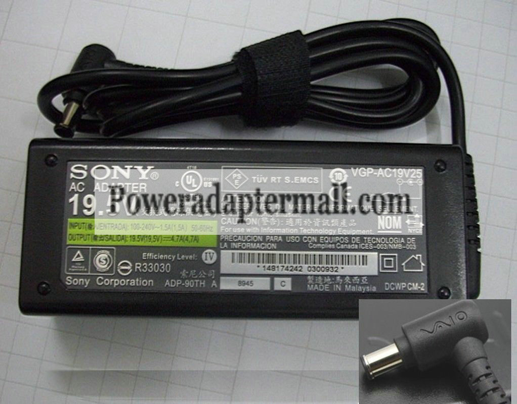 Original New 90W Sony Vaio VGP-AC19V42 AC Adapter Charger Original New 90W Sony Vaio VGP-AC19V42 AC Adapter Charger